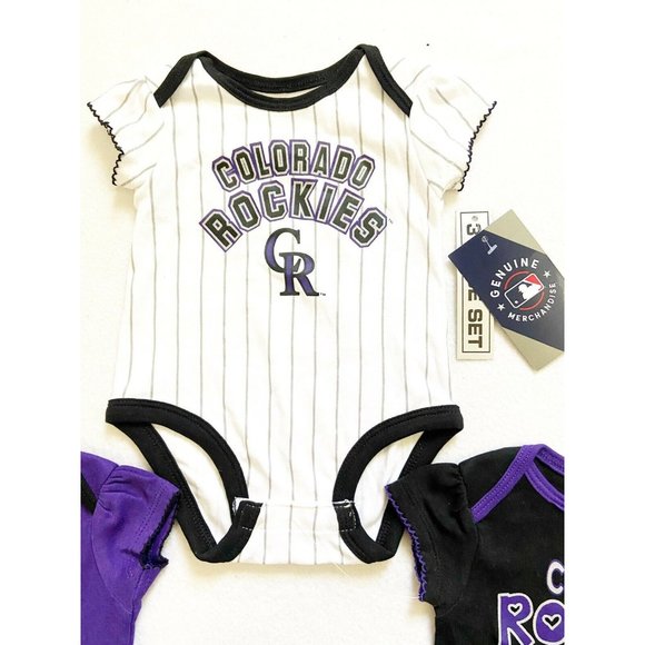 Lot Of 3 NWT Colorado Rockies Genuine Merchandise Girls One Piece Blue 0-3M - Picture 2 of 5